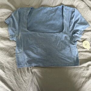 Never worn Blue marble/crinkle colored square neck top (aerie size large)